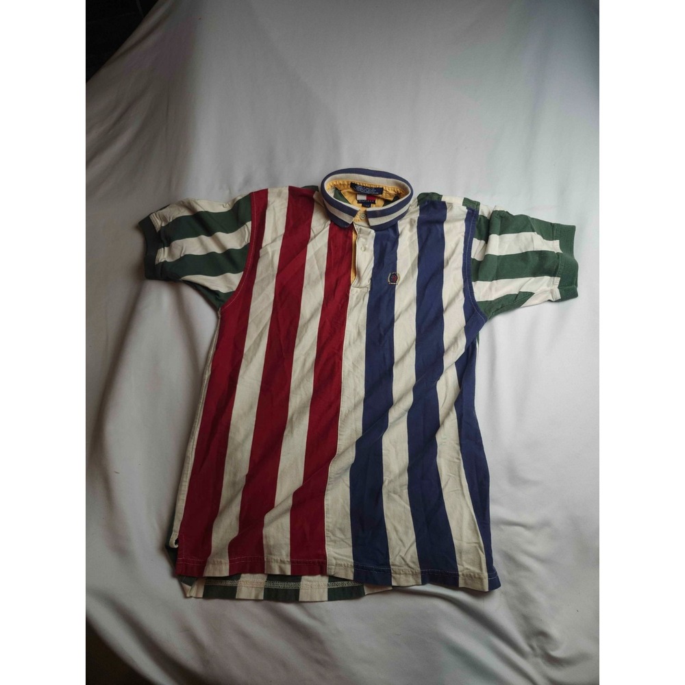 Vintage 90s Y2K Tommy Hilfiger Polo Shirt Mens L Striped Coastal Classic Preppy